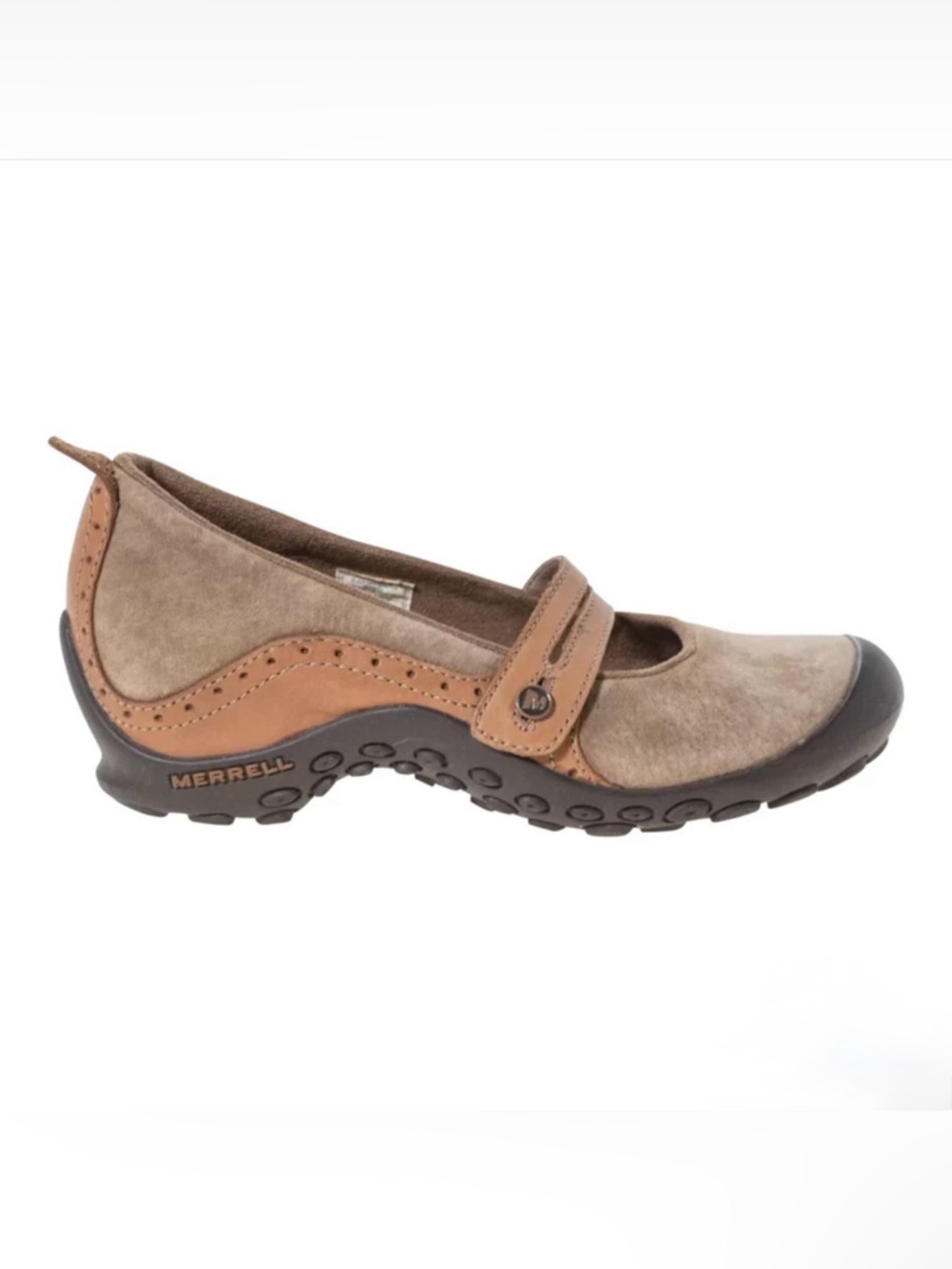 Merrell Plaza Bandeau Womens Mary Jane Beige Taupe Suede Comfort Walking Shoes